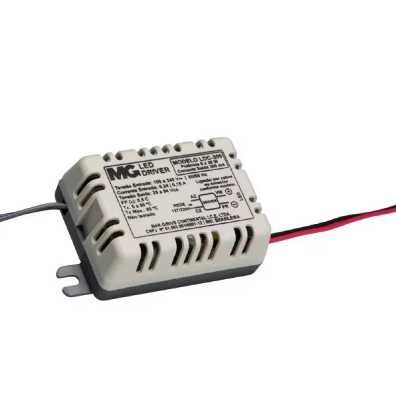 DRIVER LED LINHA MG 08-24W 300MA LDC-300 CABOS