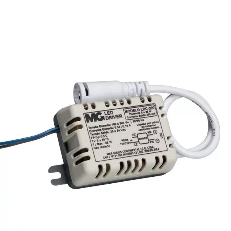 DRIVER LED LINHA MG 08-24W 300MA LDC-300 CONECTOR