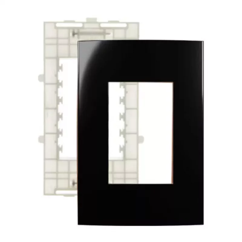 PLACA 4x2 MG SLEEK EBONY 3 POSTO HORIZ. C/ SUP.