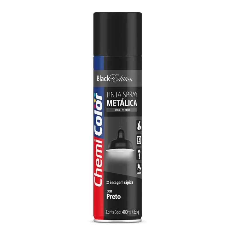 TINTA SPRAY CHEMICOLOR METAL. PRETO 400ML