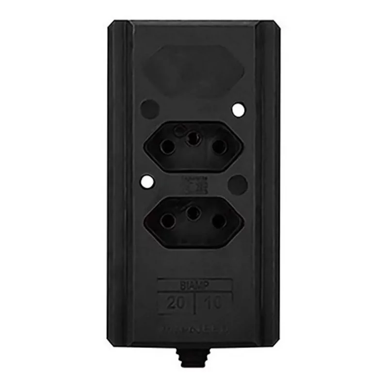 TOMADA BARRA INTERNEED A DUP. 2P+T 10/20A PRETO